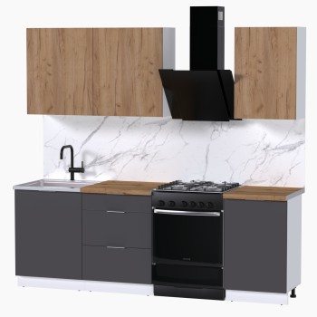 Набор корпусной мебели для кухни " Микс Топ-3" дуб крафт золотой/графит серый/дуб вотан