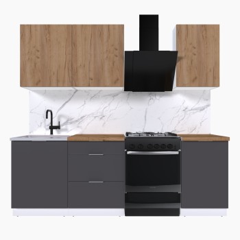 Набор корпусной мебели для кухни " Микс Топ-3" дуб крафт золотой/графит серый/дуб вотан