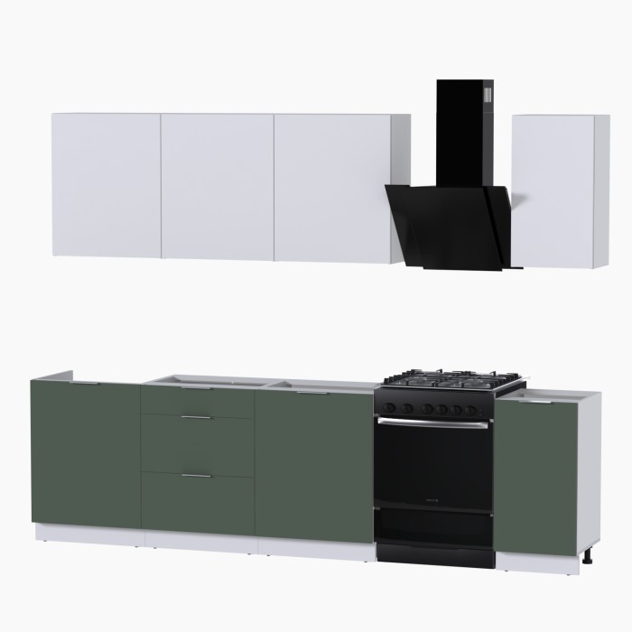Набор корпусной мебели для кухни " Микс Топ-7" белый премиум/дымчато зеленый