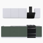 Набор корпусной мебели для кухни " Микс Топ-7" белый премиум/дымчато зеленый