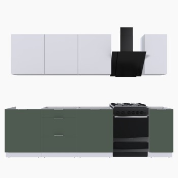 Набор корпусной мебели для кухни " Микс Топ-7" белый премиум/дымчато зеленый