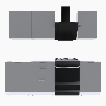 Набор корпусной мебели для кухни " Микс Топ-3" шиншилла серая/ шиншилла серая/