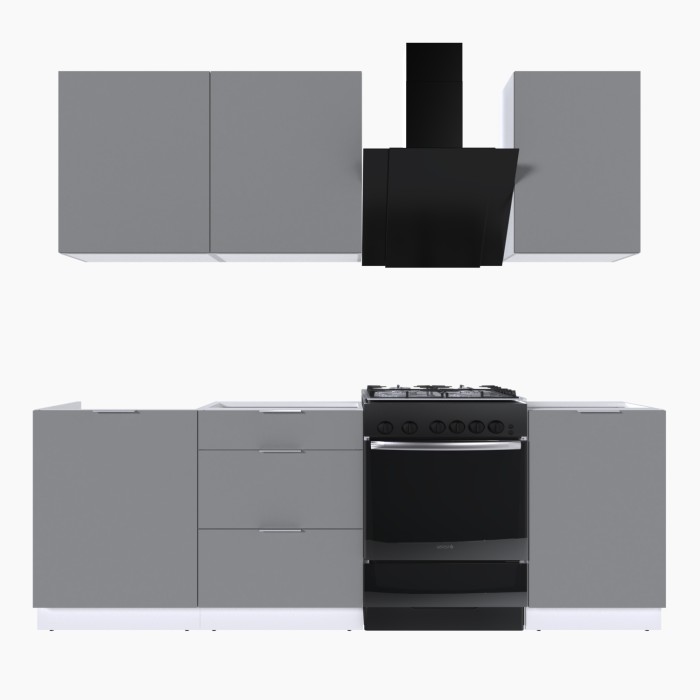 Набор корпусной мебели для кухни " Микс Топ-3" шиншилла серая/ шиншилла серая/