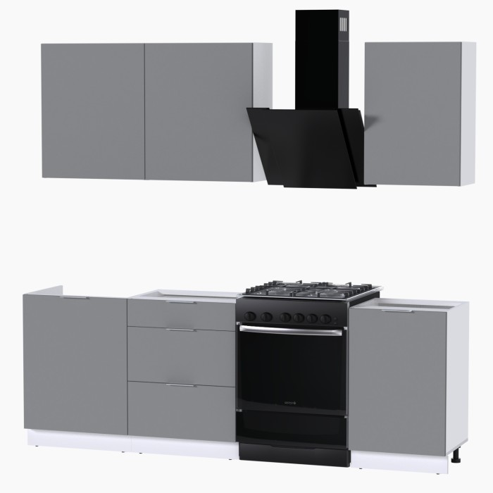 Набор корпусной мебели для кухни " Микс Топ-3" шиншилла серая/ шиншилла серая/