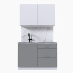 Набор корпусной мебели для кухни " Микс Топ-1" белый премиум/шиншилла серая/мрамор лацио белый