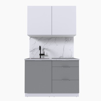 Набор корпусной мебели для кухни " Микс Топ-1" белый премиум/шиншилла серая/мрамор лацио белый