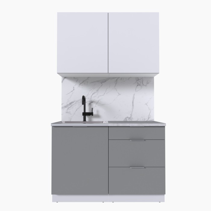 Набор корпусной мебели для кухни " Микс Топ-1" белый премиум/шиншилла серая/мрамор лацио белый