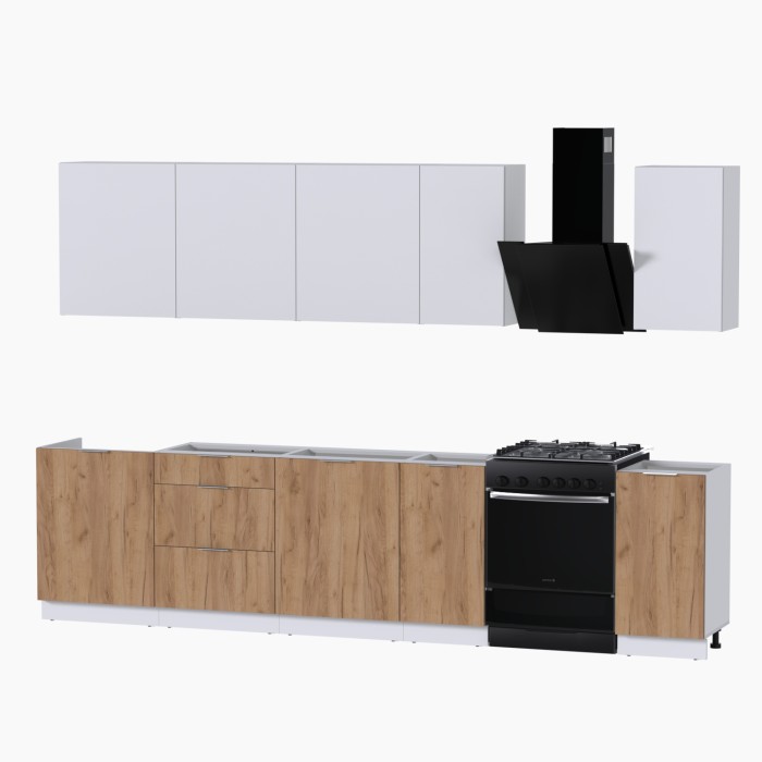 Набор корпусной мебели для кухни " Микс Топ-9" белый премиум/дуб крафт золотой