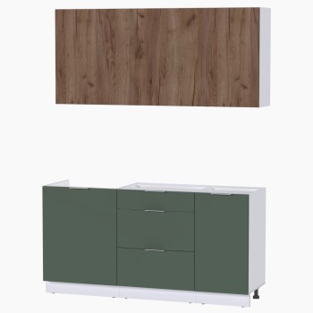 Набор корпусной мебели для кухни " Микс Топ-2" дуб крафт табачный/дымчато зеленый