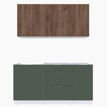 Набор корпусной мебели для кухни " Микс Топ-2" дуб крафт табачный/дымчато зеленый