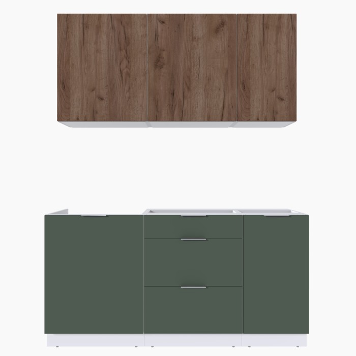 Набор корпусной мебели для кухни " Микс Топ-2" дуб крафт табачный/дымчато зеленый