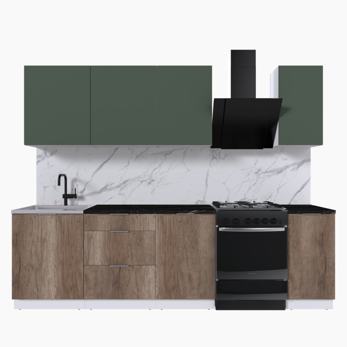 Набор корпусной мебели для кухни " Микс Топ-6" дымчато зеленый/ дуб каньон/тунис
