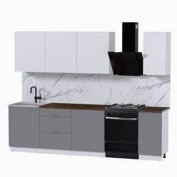 Набор корпусной мебели для кухни " Микс Топ-7" белый премиум/шиншилла серая/дуб флагстаф темный