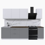 Набор корпусной мебели для кухни " Микс Топ-7" белый премиум/шиншилла серая/дуб флагстаф темный