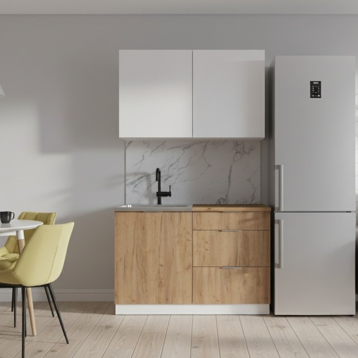 Набор корпусной мебели для кухни " Микс Топ-1" белый премиум/дуб крафт золотой/дуб вотан