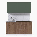 Набор корпусной мебели для кухни " Микс Топ-2" дымчато зеленый/ дуб крафт табачный/дуб флагстаф темный