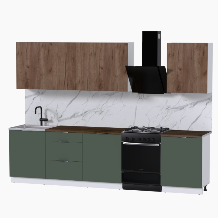 Набор корпусной мебели для кухни " Микс Топ-8" дуб крафт табачный/дымчато зеленый/дуб флагстаф темный