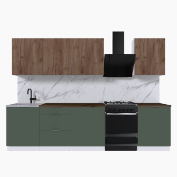 Набор корпусной мебели для кухни " Микс Топ-8" дуб крафт табачный/дымчато зеленый/дуб флагстаф темный