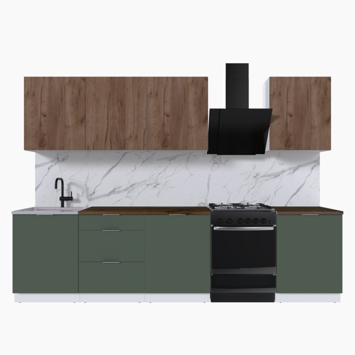 Набор корпусной мебели для кухни " Микс Топ-8" дуб крафт табачный/дымчато зеленый/дуб флагстаф темный