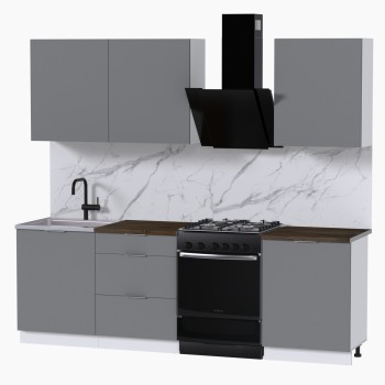 Набор корпусной мебели для кухни " Микс Топ-4" шиншилла серая/ шиншилла серая/дуб флагстаф темный