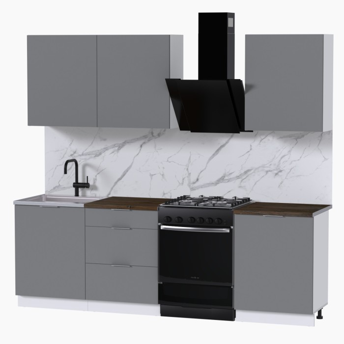 Набор корпусной мебели для кухни " Микс Топ-4" шиншилла серая/ шиншилла серая/дуб флагстаф темный
