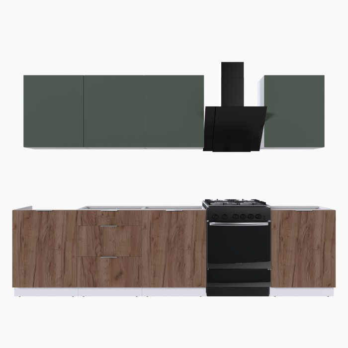 Набор корпусной мебели для кухни " Микс Топ-8" дымчато зеленый/ дуб крафт табачный