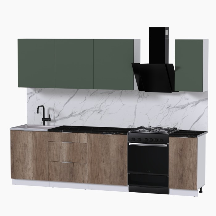 Набор корпусной мебели для кухни " Микс Топ-7" дымчато зеленый/ дуб каньон/тунис