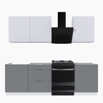 Набор корпусной мебели для кухни " Микс Топ-4" белый премиум/шиншилла серая