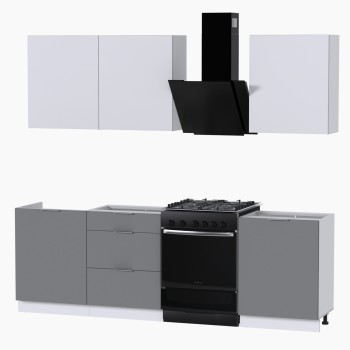 Набор корпусной мебели для кухни " Микс Топ-4" белый премиум/шиншилла серая