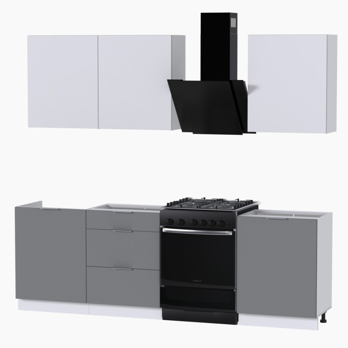 Набор корпусной мебели для кухни " Микс Топ-4" белый премиум/шиншилла серая