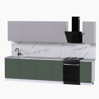 Набор корпусной мебели для кухни " Микс Топ-9" кашемир/дымчато зеленый/мрамор марквина