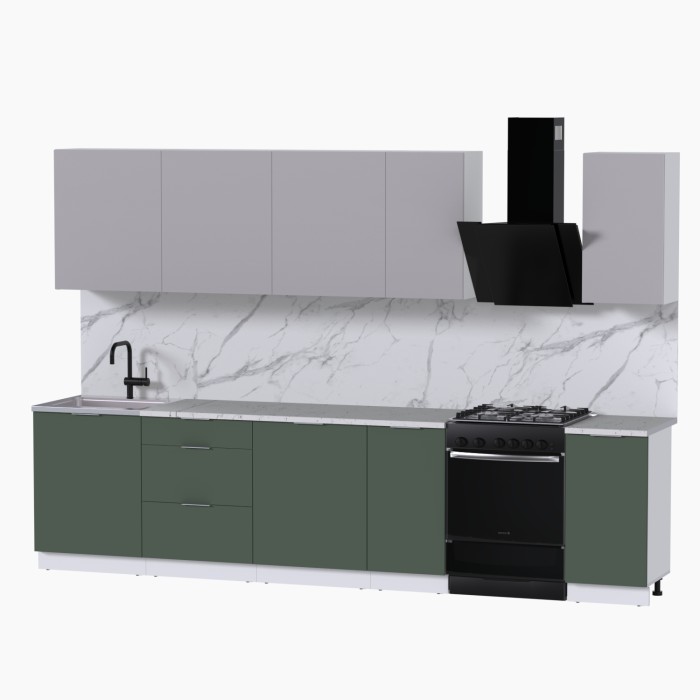 Набор корпусной мебели для кухни " Микс Топ-9" кашемир/дымчато зеленый/мрамор марквина