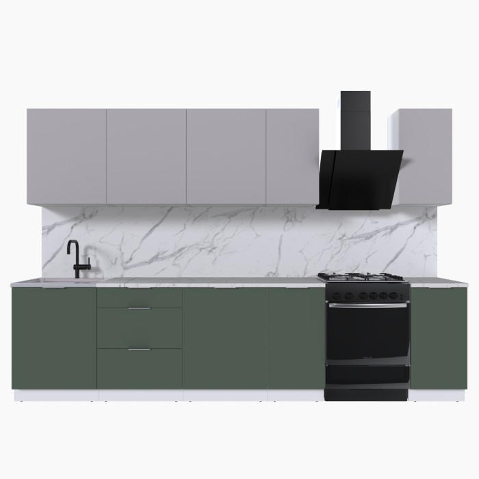 Набор корпусной мебели для кухни " Микс Топ-9" кашемир/дымчато зеленый/мрамор марквина