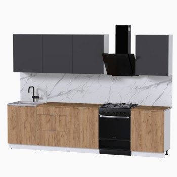 Набор корпусной мебели для кухни " Микс Топ-8" графит серый/дуб крафт золотой/дуб вотан