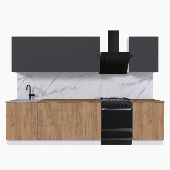 Набор корпусной мебели для кухни " Микс Топ-8" графит серый/дуб крафт золотой/дуб вотан