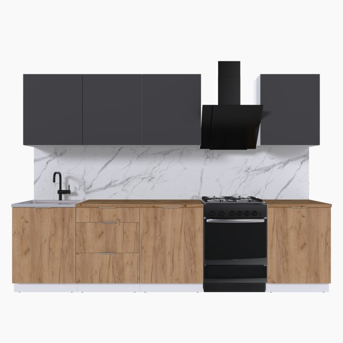 Набор корпусной мебели для кухни " Микс Топ-8" графит серый/дуб крафт золотой/дуб вотан