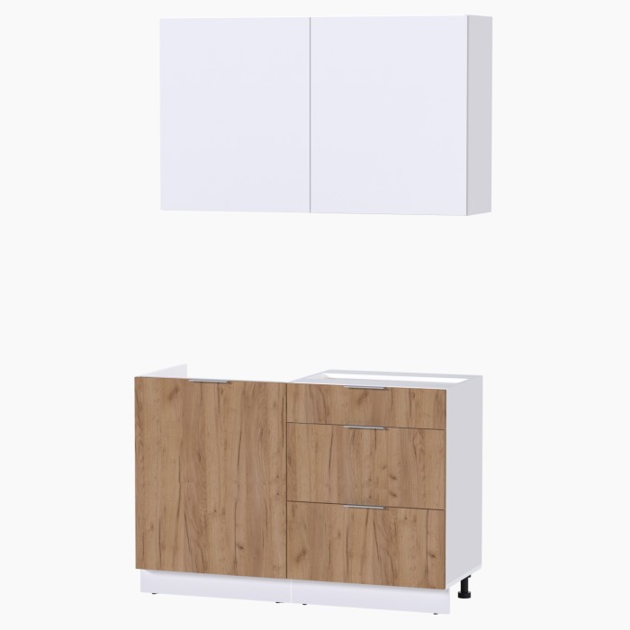 Набор корпусной мебели для кухни " Микс Топ-1" белый премиум/дуб крафт золотой