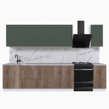 Набор корпусной мебели для кухни " Микс Топ-9" дымчато зеленый/ дуб каньон/мрамор марквина