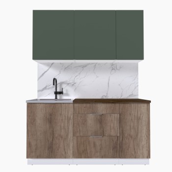 Набор корпусной мебели для кухни " Микс Топ-2" дымчато зеленый/ дуб каньон/дуб флагстаф темный