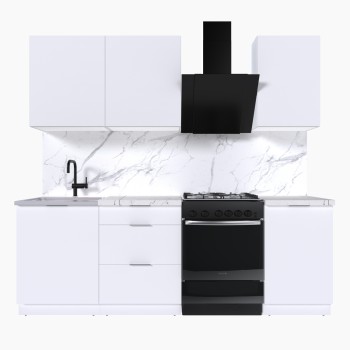 Набор корпусной мебели для кухни " Микс Топ-3" белый премиум/мрамор марквина
