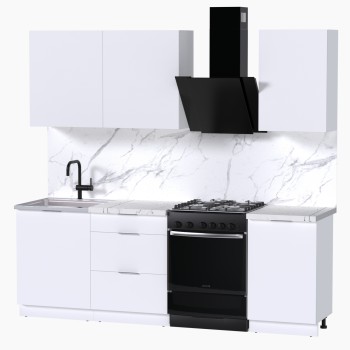 Набор корпусной мебели для кухни " Микс Топ-3" белый премиум/мрамор марквина