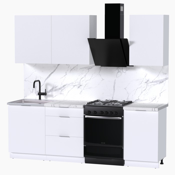 Набор корпусной мебели для кухни " Микс Топ-3" белый премиум/мрамор марквина