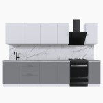 Набор корпусной мебели для кухни " Микс Топ-9" белый премиум/шиншилла серая/мрамор лацио белый