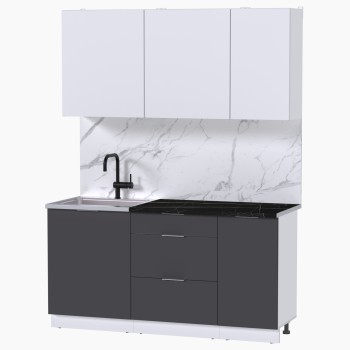 Набор корпусной мебели для кухни " Микс Топ-2" белый премиум/ графит серый/тунис