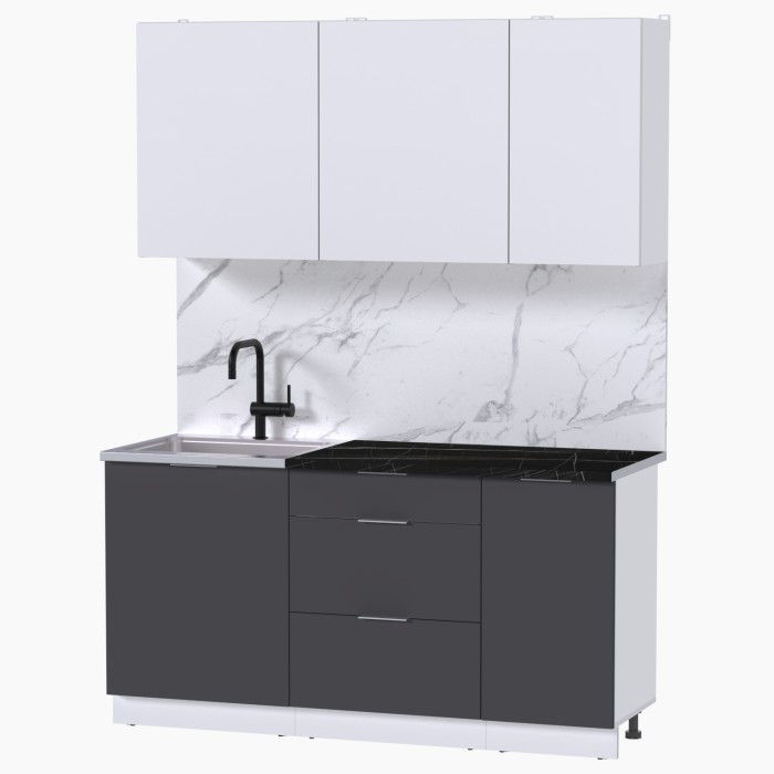 Набор корпусной мебели для кухни " Микс Топ-2" белый премиум/ графит серый/тунис