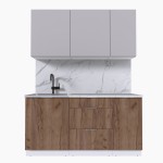 Набор корпусной мебели для кухни " Микс Топ-2" кашемир/дуб крафт табачный/мрамор марквина