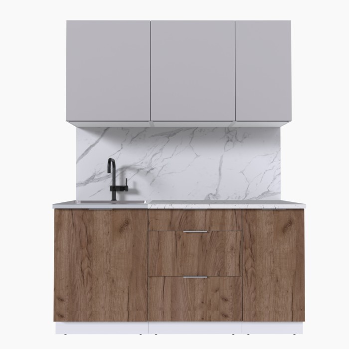 Набор корпусной мебели для кухни " Микс Топ-2" кашемир/дуб крафт табачный/мрамор марквина