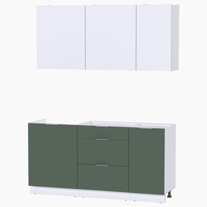 Набор корпусной мебели для кухни " Микс Топ-2" белый премиум/дымчато зеленый