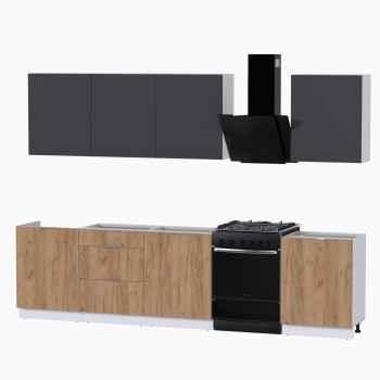 Набор корпусной мебели для кухни " Микс Топ-8" графит серый/дуб крафт золотой