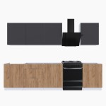 Набор корпусной мебели для кухни " Микс Топ-8" графит серый/дуб крафт золотой